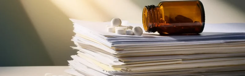 Pills on a legal document